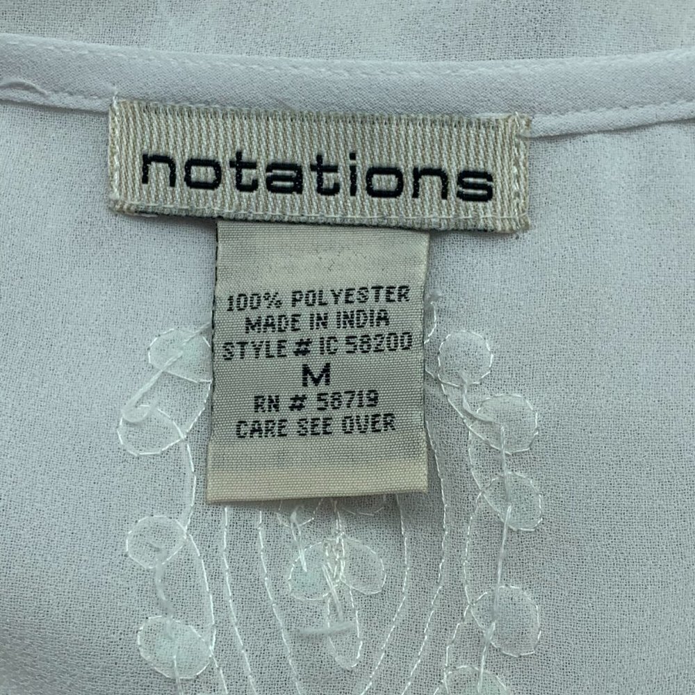 🎉Notations White Sheer Blouse w/ Beading Detail - Picture 6 of 7